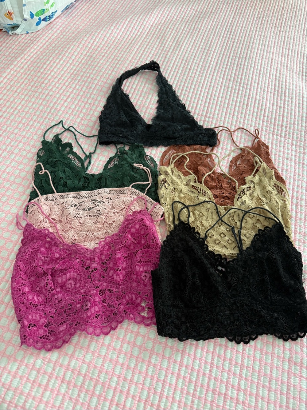 Free People strappy lace bras, size medium. Sold ONLY as set.